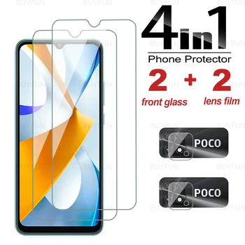 закалено Стъкло 4в1 За Xiaomi Poco C40 HD Отпред Защитно Фолио За Екрана Poco Poko Poxo C 40 C40 Фолио За Обектива на Камерата 6,71 инча