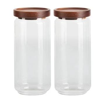 Запечатани банка с капак 1 литър [2 X 1000 мл] - Елегантен стъклен съд с набор от капачки