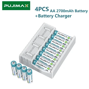 Зарядно устройство PUJIMAX AA 4 БР батерии АА 2700mAh 1.2 за фенерче, безжична мишка с дистанционно управление, детски играчки