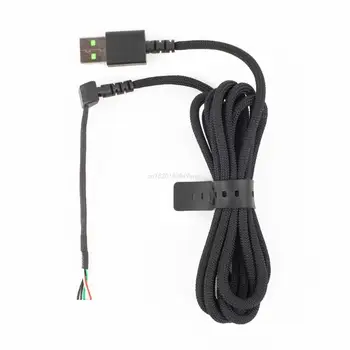 Здрав найлонов сплетен USB кабел за мишки, разменени тел, позлатен USB-конектор за мини геймърска мишка DeathAdder V2