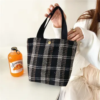 Зимни чанти за обяд в корейски стил, мини чанта, дамски Малка пазарска чанта за момичета, Пресни Множество Холщовая чанта за съхранение, Lonchera