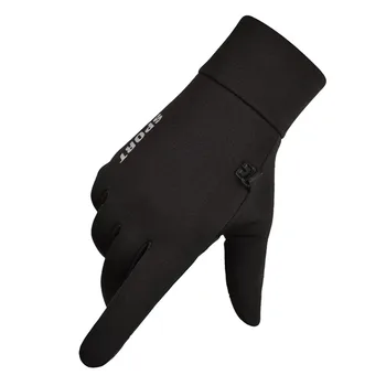 Зимните водоустойчив велосипедни ръкавици, мъжки мотоциклетни черни Топли ръкавици за сензорен екран за целия пръст, Мтв Велосипед, каране на ски на открито
