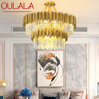 Златен полилей OULALA, кристална окачен лампа, постмодернистский led лампа за дома, хол, трапезария