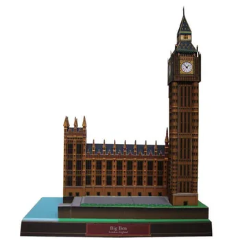 Известните сгради на Великобритания-Биг Бен 3D Книжен модел Ръчно изработени направи си САМ Играчка