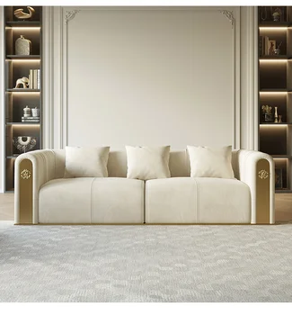 Италиански диван от пряк плат за всекидневна, италиански минималистичен и луксозният диван от матирано кадифе с технологията за трима или четирима