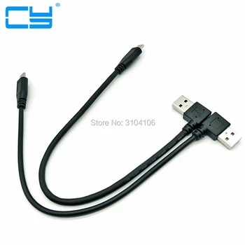 кабел-адаптер type-C за да се свържете с USB3.0 A конектор type-A за да се свържете с USB3.1 type-C с извити под ъгъл 90 градуса надясно и наляво къс кабел 30 cm