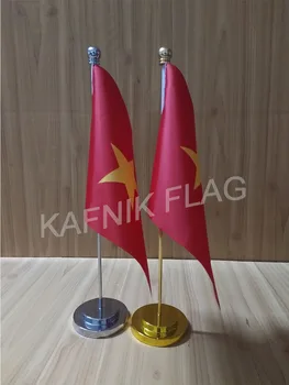 КАФНИК, Виетнам Офис маса, тенис на знаме със златен или сребърен метален основание за флагштока 14*21 см флаг на страната, безплатна доставка на eddie