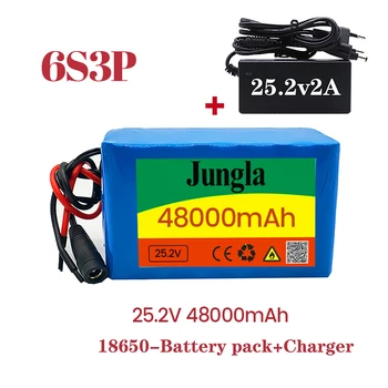 Качествен 6s3p 24 В 18650 литиево-йонна батерия 25,2 В 48000 ма, Електрически Велосипед, Мотопед, литиево-йонна батерия + зарядно устройство