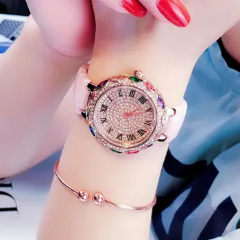 Керамични часовници, дамски модни, с диаманти, цветни, звездно-розови, керамични, с голям циферблат, елегантно кварцов дамски часовник