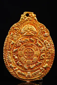 Китайски мед, ръчно изработени, длето, златна марка Jiugong Bagua, височина 11, ширина 8 и тегло около 126 гр