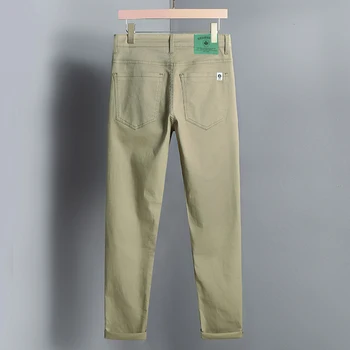 Класически мъжки дънки, модерен бизнес ежедневни панталони, права плътно прилепнали дънкови стрейчевые панталони, зелени мъжки маркови панталони