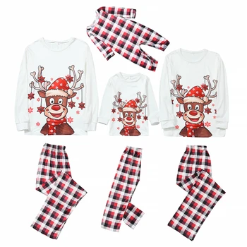 Коледна пижама, семейна пижама Де Навидад Познати, Коледна домашно облекло за сън, комплект дрехи за родители и деца, подходяща семейна облекло