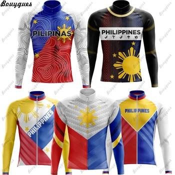 Комплект от Джърси Philippines Team Pro за велоспорта, Дрехи за колоездене планинско колоездене с дълъг ръкав, дишаща велосипедна облекло МТБ за мъже
