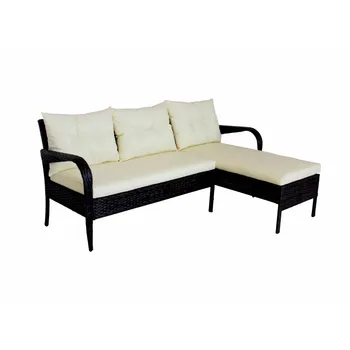 комплекти от 2 теми, определени за разговор, сплетен ротанговый секционни диван с възглавници за седалки (бежовата възглавница)