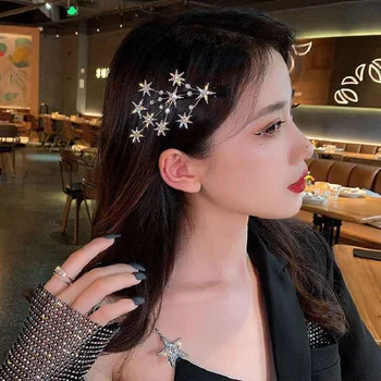 Корейската мода, блестящ кристален звезда, шнола за коса във формата на клони на дърво, щипки за коса, за жени, луксозно прекрасно украшение за коса от планински кристал, подарък