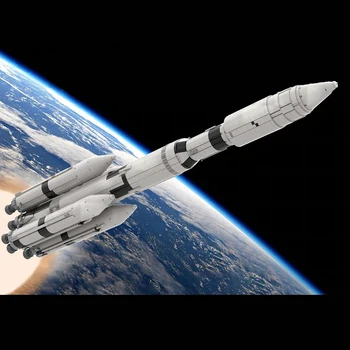 Космическа ракета Saturn V MLV-25L Ракета-носител Градивен елемент на Модел комплект MOC Space Science Explore Тухлена играчка, Подарък за дете, за рожден Ден