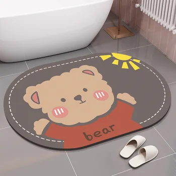Креативен cartoony сладък впитывающий килимче за банята, врати в тоалетна, подложка за спални, Быстросохнущий нескользящий подложка за баня, възглавница от диатомовой кал