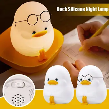 Креативна патица силикон led нощна светлина с датчик на животното, лампа за украса на стаята, лампа за спални, мека лампа за защита на очите