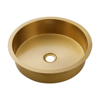 Кръгла мивка за баня от неръждаема стомана, цвят на злато 304 Под настолен мивка Луксозен бар мивка с една мивка Вградена домакински мивка