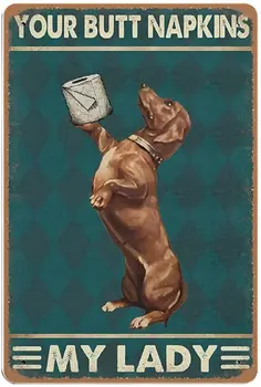 Кърпички за твоя задник Вертикална лидице знак Лидице знак за баня с принтом такси Подарък означения за любителите на кучета за дома, ретро арт-стаен, къща