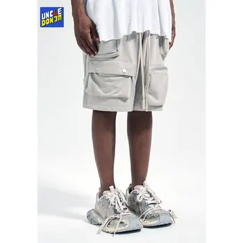 Къси панталони с много джобове, мъжки баскетболни шорти, широки шорти с завязками, къси панталони за градинска дрехи, мъжки памучни панталони