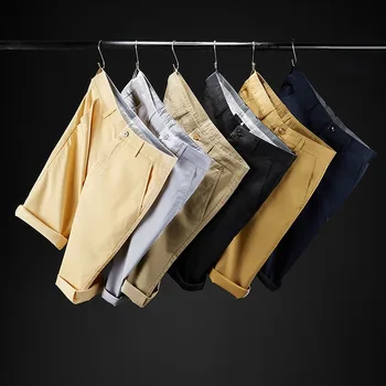 Летни Маркови мъжки директни тънки къси панталони SHAN BAO, бизнес ежедневни памучни стрейчевые леки офис шорти, 6 цвята