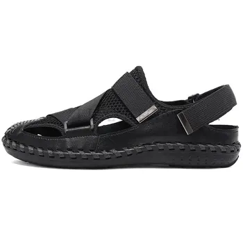 Летни мъжки Ежедневни сандали плажни обувки за вода на открито Дишаща Туризъм мода Туризъм скално Катерене Сандали за почивка от естествена кожа
