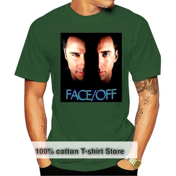 Лицето на Николаса Кейдж. с Джон Траволта? Нова мъжка тениска в черен цвят, облекло 6-A-399