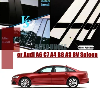 Лъскава Черна Стикер За Довършване на Прозореца Багажник Audi A6 C7 A4 B8 A3 8V Вратата на Салона B-образна стойка Амбалажна Филм Аксесоари За Подреждане