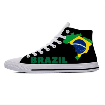 Маратонки с най-високо берцем под бразилски флаг, мъжки дамски ежедневни обувки за юноши, маратонки за бягане, лека дишаща обувки с 3D принтом