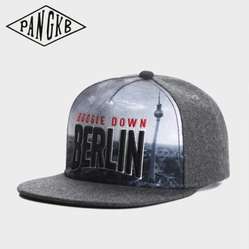 Марка PANGKB, Берлинската бейзболна шапка SKYLINE, сива бейзболна шапка в стил хип-хоп, есенна за мъже, жени, възрастни, градинска ежедневно от слънцето бейзболна шапка, шапка bone