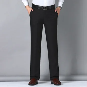 Маркови мъжки панталони 2023, черни костюмные панталони с висока талия, мъжки панталони, тънки Преки Свободни официални бизнес ежедневни мъжки панталони