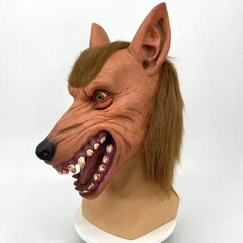 Маска с глава на вълк, ужасно свирепая маска на вълк, латексный костюм на животното за Хелоуин, карнавал за възрастни