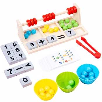 Математически играчки Монтесори, игра с топки, номер, аритметика, Цвят, Когнитивна сортиране, Малки моторика, дървени детски образователни играчки