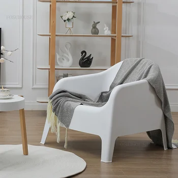 Мебели за хола, едноспален диван с облегалка за отдих на открито, пластмасов стол, просто дизайнерско кресло за спални, ресторант