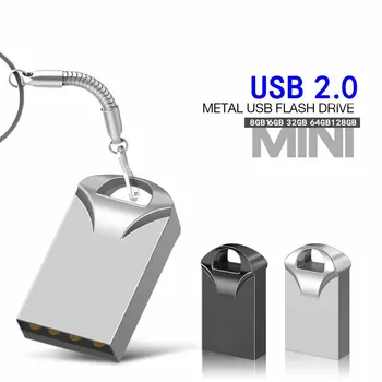 Мини Метален USB Флаш Памет 2,0 Memory Stick 128 GB, 64 GB, 32 GB, 16 GB, 8 GB Карта 64 GB 128 GB Високоскоростен USB Флаш Памет Pen Drive