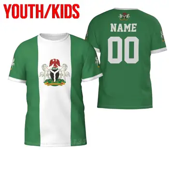 Младежки Детски Тениски с Потребителско Име и Номер, Флаг на Страната Нигерия, 3D Тениски, Дрехи, тениски за момчета И Момичета, Тениски, Потници, Подарък За Рожден Ден, Размерът на САЩ