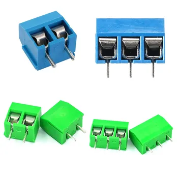 Могат да бъдат свързани клеми KF301-5.0 мм, клемма син/зелен цвят, 2P/3P, винт тип клеми за печатни платки, Приложим диаметър на проводника: 22-14AWG