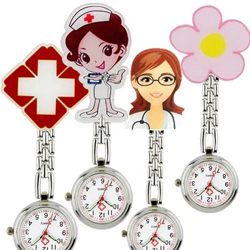 Мода на едро 3D красиво цвете, мъжки дамски дамски часовници за медицински сестри унисекс д-р медицински ключодържател за животни джобни подарък часовник