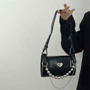 Модерен Дизайн, дамски чанти-кофа, в чантата с катинар Любовта, Y2k, чанти-клатчи с веригата за най-горещите момичета, женствена чанта през рамо, вечерна чанта