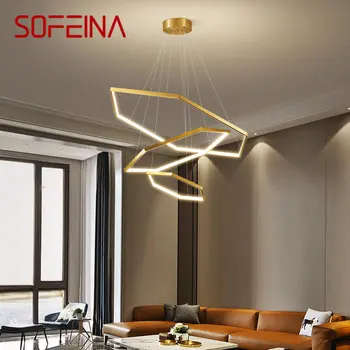 Модерен месинг окачен лампа SOFEINA, 3 цвята, околовръстен окачен лампа, Креативен дизайн, декорация за дома, хол, трапезария