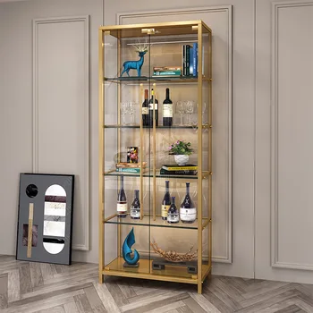 Модерен прост триъгълни гардероб за дневна, кухненски рафтове за съхранение на вино, винен шкаф от закалено стъкло, правоъгълен ъглов гардероб