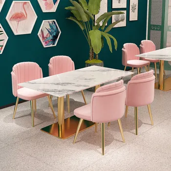 Модерен розов стол за хранене, стол за спални, кабинет, хол, скандинавски светъл Луксозен кафе офис стол, столове за срещи на поръчка Z