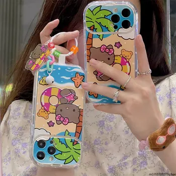 Модерен Секси Калъф Sanrio на Hello Kitty с Окачване за Телефон iPhone 14 13 12 11 Pro Max XR XS MAX СЪС Защита от падане, Мека делото, Подарък