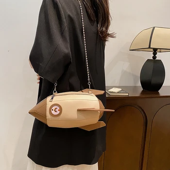 Модерна и готина персонални дамска чанта, нишевый дизайн, свързваща чанта през рамо с ракетната локомотив, креативна чанта на верига