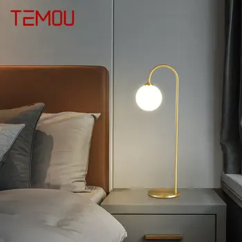 Модерна латунная настолна лампа TEMOU LED Gold Copper Desk Decor Осветление за съвременния дом, кабинет, спалня