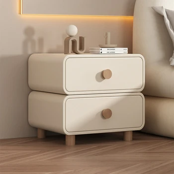 Модерни нощни шкафчета от микрофибър за спални, тиха профили, прибиращ се рейк, нощни шкаф, Лампа, Луксозен минималистичен шкаф за съхранение