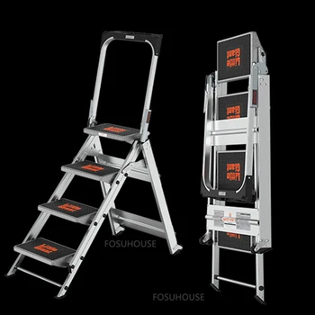 Модерни стълба от алуминиева сплав за многофункционални помещения, сгъстено Сгъваеми алуминиеви стълби, Мебели за дома, Телескопична стълба