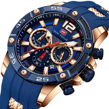 Модни луксозни многофункционални спортни кварцови часовници за мъже, часовник с каишка силикон, водоустойчив, хронометър Reloj Hombre 0349G