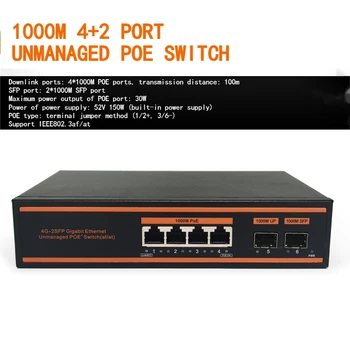 Мрежовата камера за видеонаблюдение TLG-604GP-2G POE захранване Gigabit switch с 4 + 2 порта